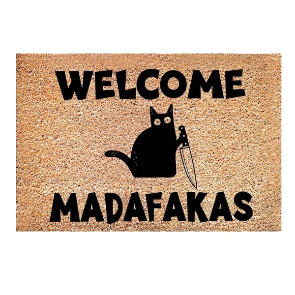 Black Cat Welcome Madafakas Full Print Dörrmatta Rolig Dörrmatta Heminredning Kök