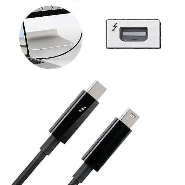 Thunderbolt 2-kabel 20 Gbps han til han, kompatibel med Apple Macbook Pro Air mini og iMac Hvid