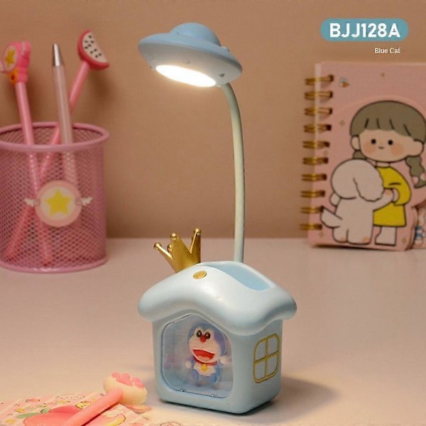 Skrivbordslampa för barn, uppladdningsbar skrivbordslampa med flexibel hals, söt nattlampa för barnrum, studielampa för studentrum, skrivbordslampa med pennhållare, skrivbordslampa för barn C