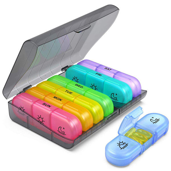 Enkel att använda doseringsbox/medicinlåda för veckans behov Multicolored
