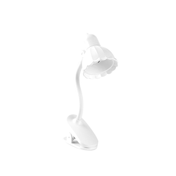 Skrivebordslampe, 360 graders rotasjon, klips-på-lampe, bærbar leselampe, klemme på skrivebord/bord/køyeseng/skap, hjemmebelysning White C