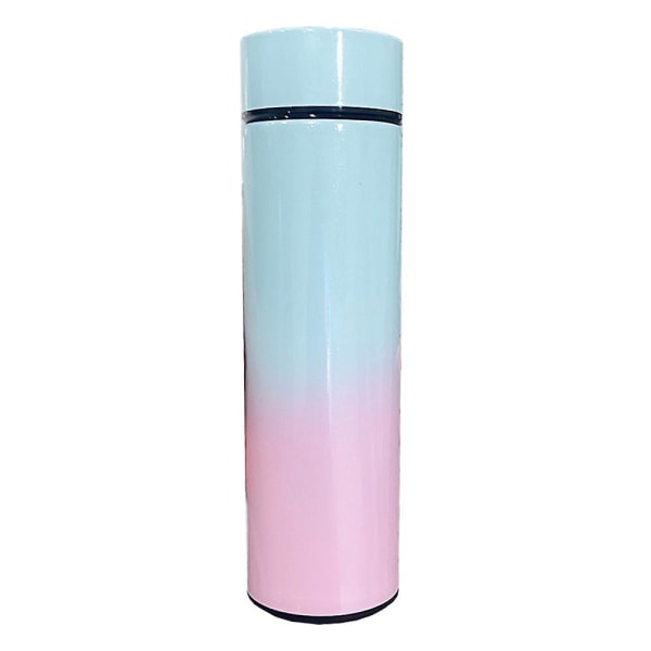 Vattenflaska med LED-temperaturdisplay, dubbelväggig vakuumisolerad vattenflaska Övre lila och nedre blå Upper green and lower pink