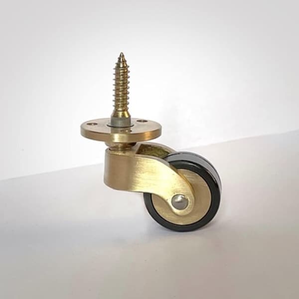 Sett med 4 360° svingbare hjul i solid messing, antikk stil, 25 mm, med skruer, lastekapasitet 150 kg