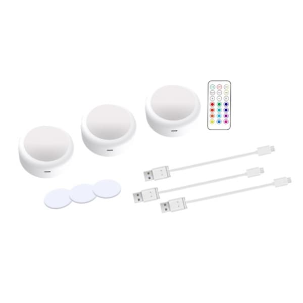 INF Uppladdningsbara LED-spotlights 13 RGB-färger 3-pack Vit