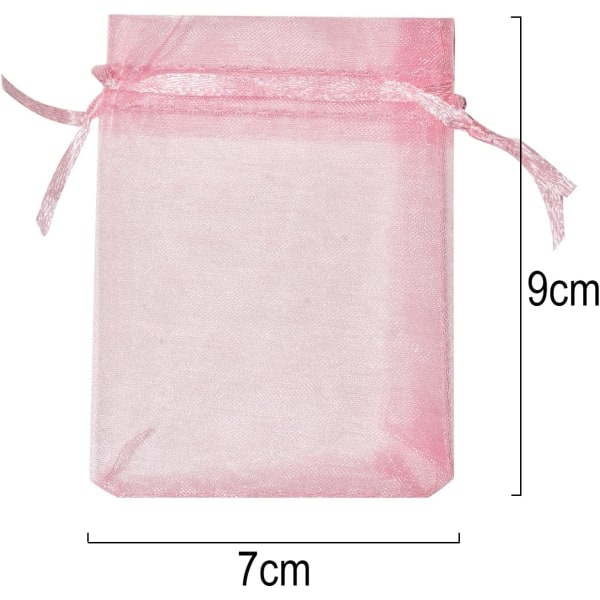 100-pack organza påsar, 7x9 cm, organza presentpåse, smyckespåse