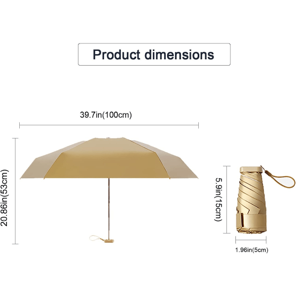 Taitettava matkavarjo, 6-puolainen minivarjo, kompakti, kannettava, tuulenpitävä sateenvarjo säilytyspussilla, tuulenpitävä sateenvarjo miehille ja naisille 90 x 53 cm
