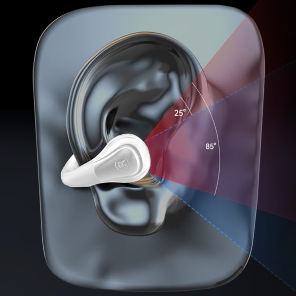 Trådløse øreklipshodetelefoner hodetelefoner 5.3 Bluetooth vanntett åpent øre for løping Sykkelkjøring White