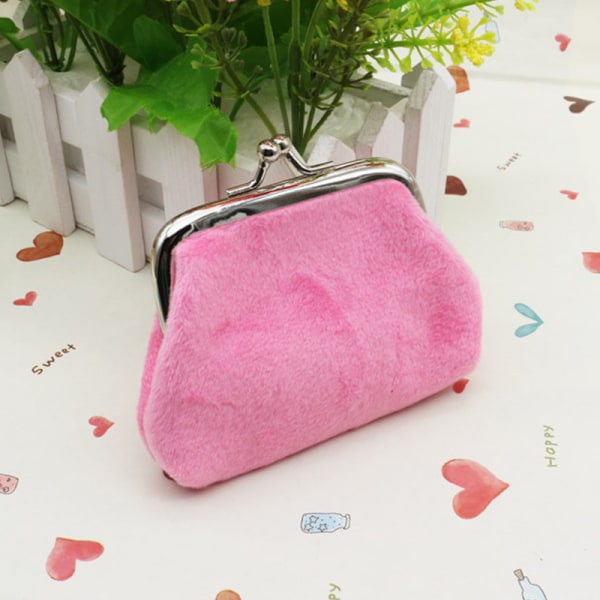 Kvinners Mini Lommebok med Myntpung med Lås Kiss Lock Change Pouch pink