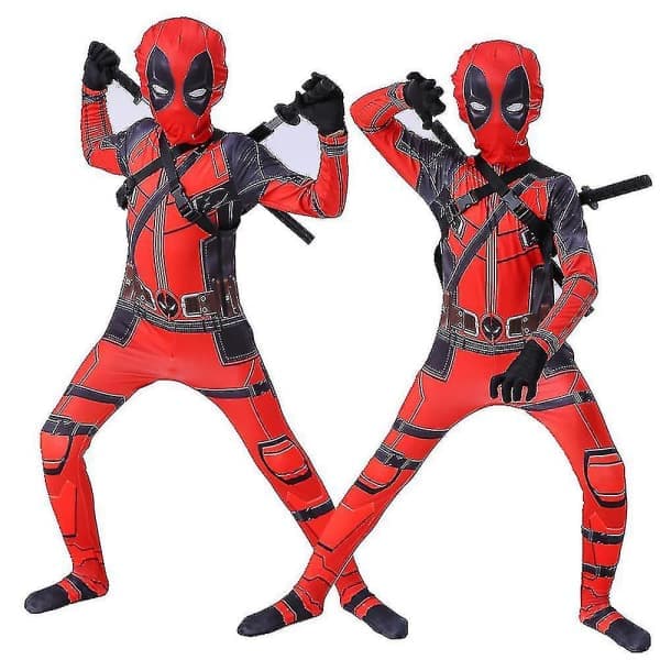 Barn Deadpool Superhelt Halloween Fest Cosplay Kostyme 120cm 120cm 120cm 120cm