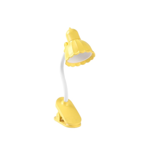 Skrivebordslampe, 360 graders rotasjon, klips-på-lampe, bærbar leselampe, klemme på skrivebord/bord/køyeseng/skap, hjemmebelysning Yellow C