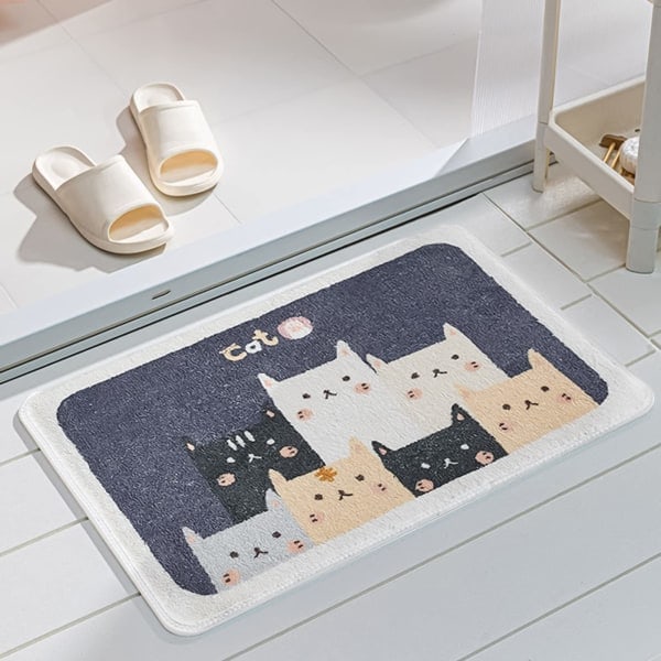 Bath Mat Cartoon Flocking Durable 19.7x31.5\" Cat House