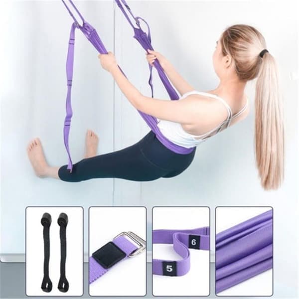 Justerbart yogaband för stretching av ben, midja och rygg, samt för användning i hemmagymmet