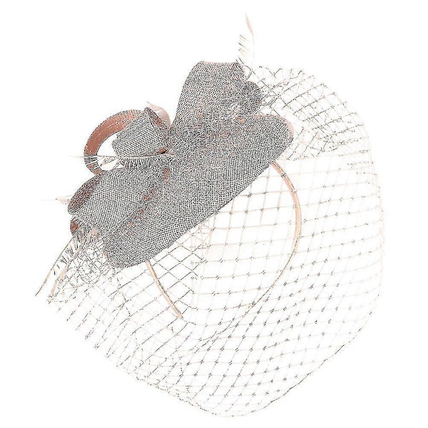Dame Fascinator Hatt Teselskap Hatt Mesh Slør Fascinator Hodebånd Bankett Hodeplagg-ZZY Pink