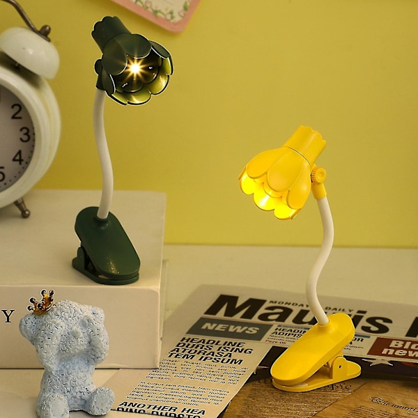 Skrivebordslampe, 360 graders rotasjon, klips-på-lampe, bærbar leselampe, klemme på skrivebord/bord/køyeseng/skap, hjemmebelysning Black B