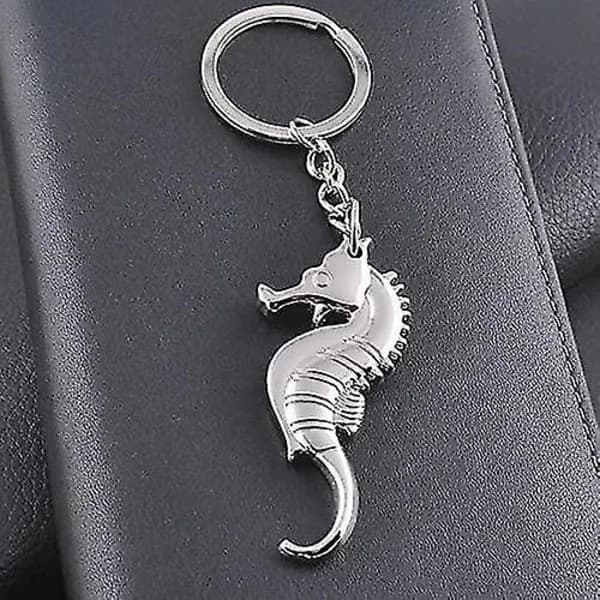 Nøglering med flaskeåbner, 3D søhest charm, oplukker til drinks, sodavand og øl