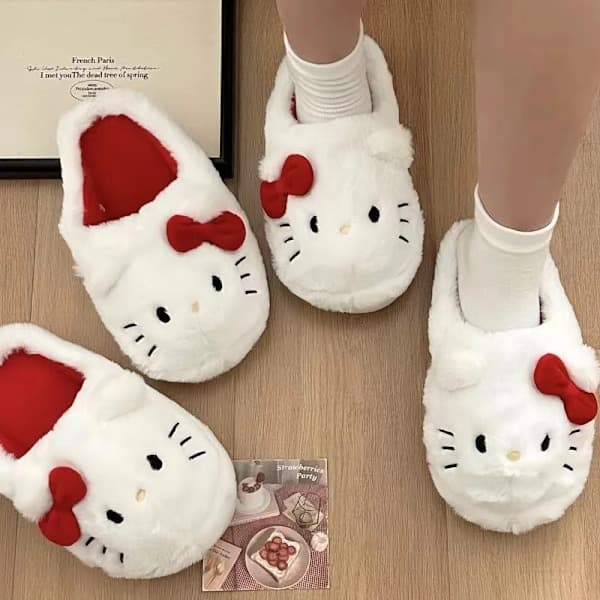 Sanrio Plys Sutsko Hello Kitty's Kawaii Søde Studenter Efterår Vinter Soveværelse Bløde Forede Plys Soveværelse Voksne Sko Piger Jul Hello Kitty 40-41