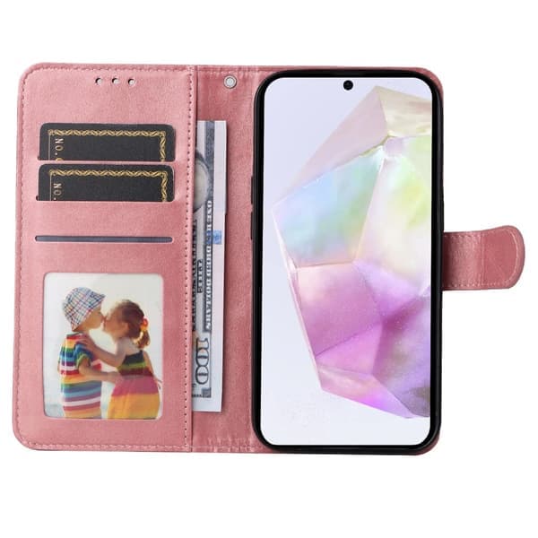 SKALO Samsung A56 5G PU Læder Wallet Case - Flere Farver Pink Pink Rosa