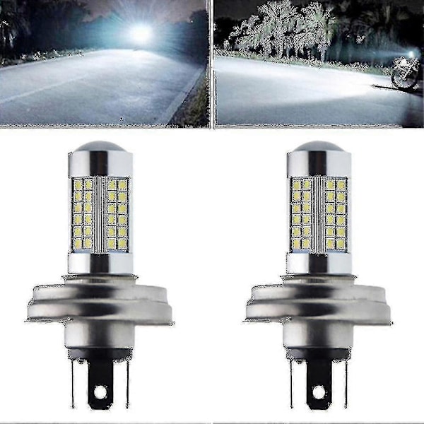 2 st Motorcykel P45t R2 66smd LED-strålkastare Hög/låg stråle för Scooter Moped Vit 6000k 6v 12v  -bp 6V