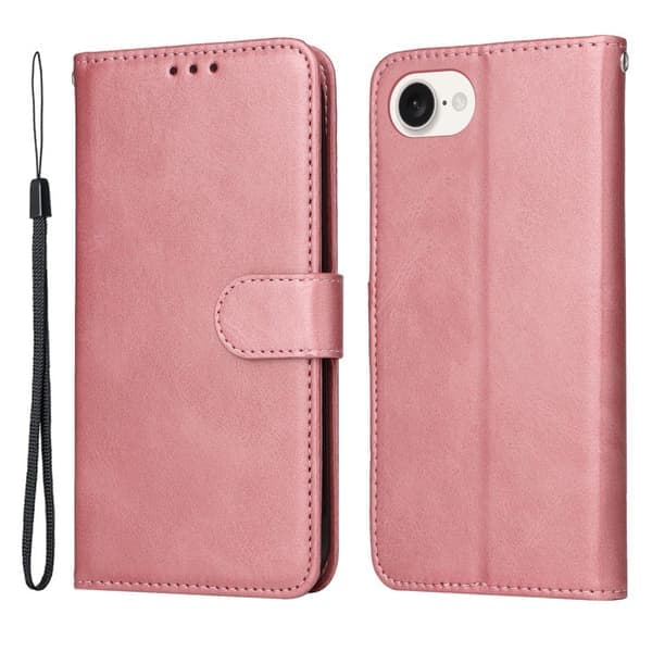 Kompatibelt iPhone 16e PU læderpungcover - Flere farver Pink pink Rosa