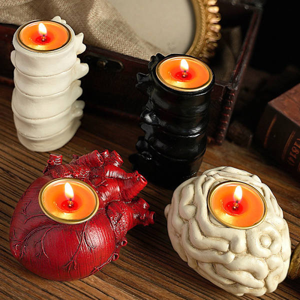 Halloween Lysestake Dekor Hjerte Lysestake Skjelett A3 A3