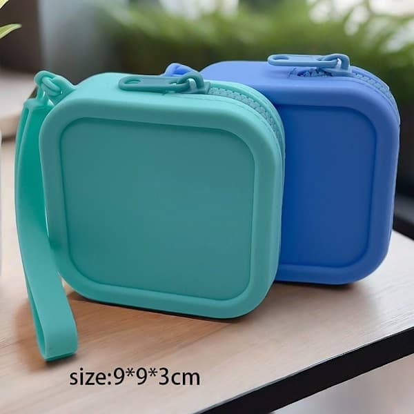 Vattentät Plånbok Myntväska Mini Dragkedja Silikon Organizer Resepåse Hörlursfodral ljusgrå light grey