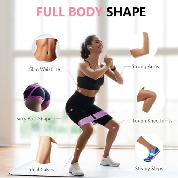 Modstandsbåndssæt - 3-delt sæt - Modstandsbånd - Pull-Up Bånd - Forskellige Modstande - Booty Band - Fitness Elastik - Strækbånd