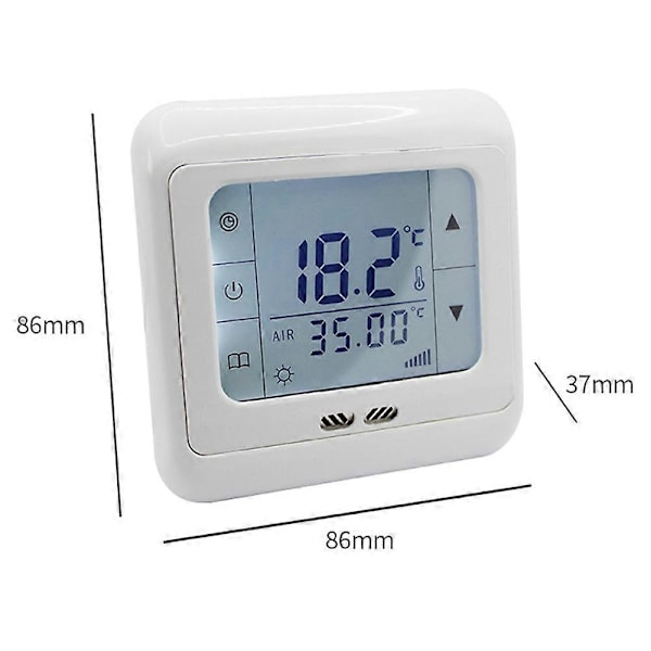 Elektrisk Värmetermostat 0-99 () 16000 (mA) Touch LCD-skärm Golvvärmetermostat Kontroller 16A Elektrisk Värmefilm Värmekabel