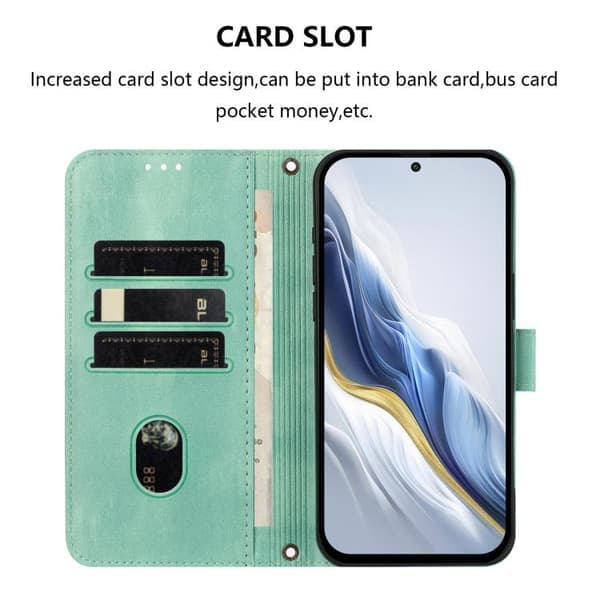 Retro læderetui med linjemønster til Samsung Galaxy A17 5G Mintgrön