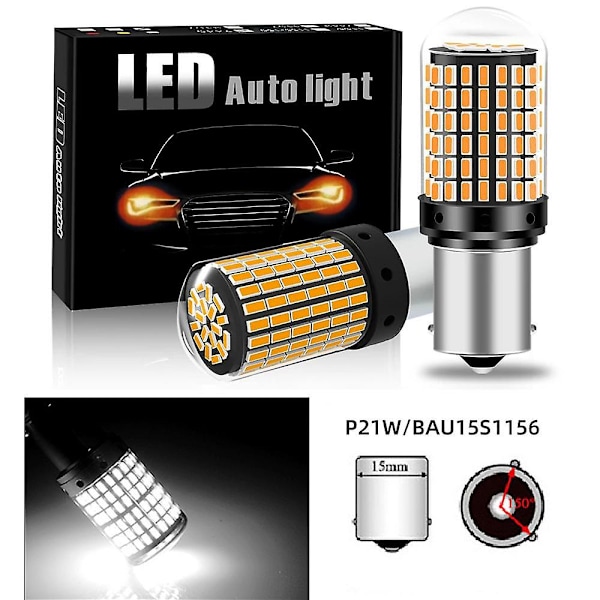 2 KPL 1156 BA15S P21W BAU15S PY21W T20 7440 W21W 3157 1157 P21/5W W21/5W LED-polttimot 144 SMD led CanBus-lamppu suuntavilkkuun white 2PCS 1156 PY21W BAU15S
