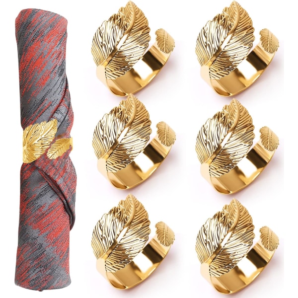 Servettringar, Guld Servettringar Set med 6 Servetthållare Ringar för Bröllop Fest Bordsdekoration, 4,8 cm