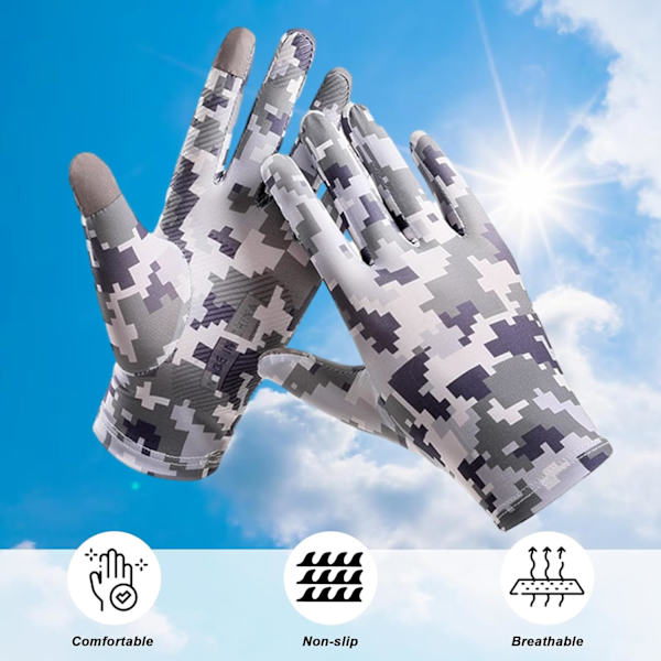 UV-skyddshandskar, utomhussporthandskar för jakt, fiske, cykling, sommarhandskar med full finger, pekskärm, halkfria handskar