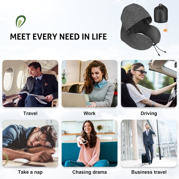 Reisepute for nakke minneskum, hette reise nakkepute for voksne, komfortabel nakkepute for reise med hettegenser Snowflake black