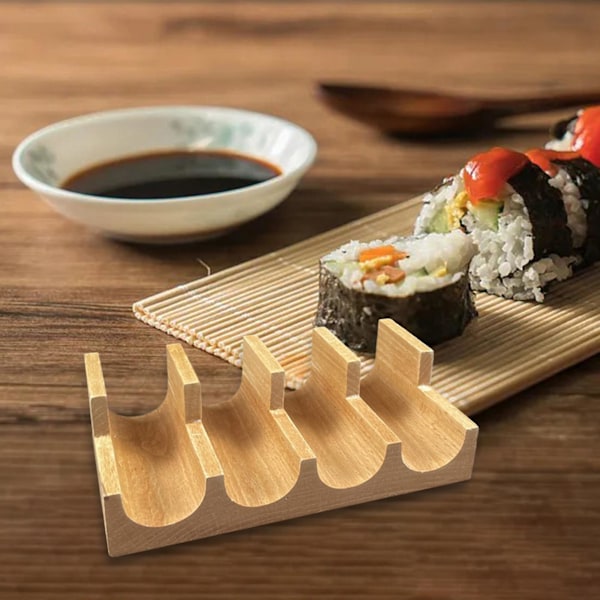 Trä Tacohållare, Sushi Serveringsfat, Sushi Tacoställ, Sushihållare Stativ, Trä Sushihållare för Semester Wood 4 Grid