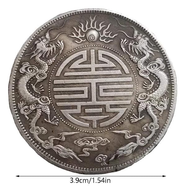 2 ST Antik Feng Shui Dubbla Drakar Pärla Lyckomynt Samla A 2 ST