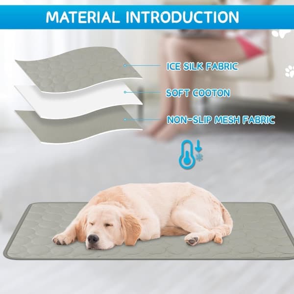 Kølemåtte til hunde, is-silke kølepude, giftfri køleseng til hunde og katte, foldbar sommermåtte til dyr, varmeafhjælpende måtte S 50*40CM