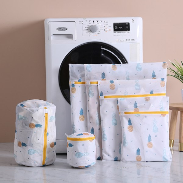 Mesh Net Vaskeriposer Anti-deformasjon Underklær Vask Toilettveske Glidelås for Vaskemaskin Sylindrisk Veske Cylindrical Bag