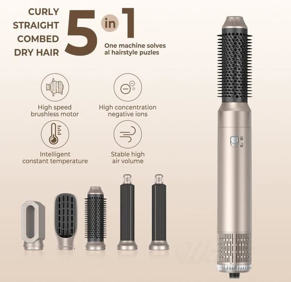 Hårbørste - LIZEALUCKY - Air Curler - 1000 W - 6-i-1 - Luftioniseringsapparat