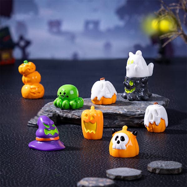 9-14 stk. Halloween 3D Græskar Spøgelse Statue Slot Heks Miniature A6 A6