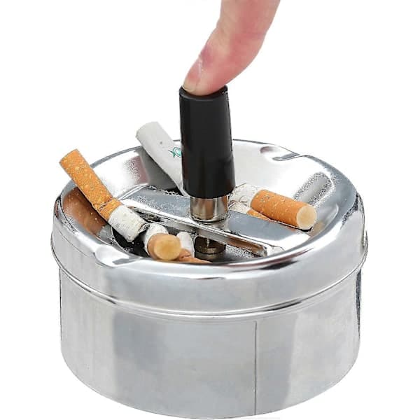 Liten silveraskkopp för utomhusbruk, kromaskkopp för utomhusbruk med lock för cigaretter, snygg askkopp, trädgårdsaskkoppar