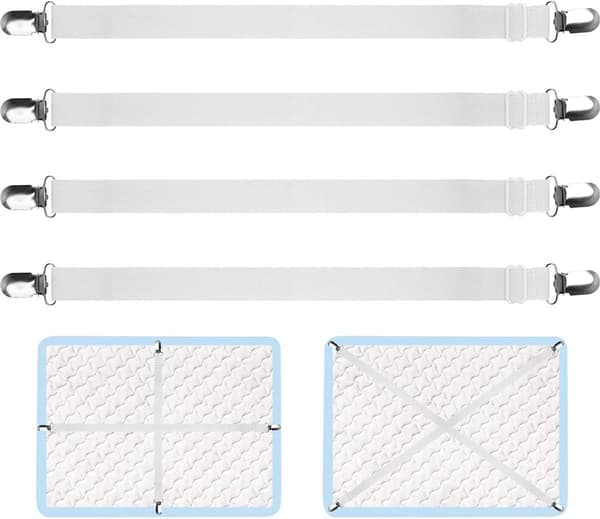 Justerbara lakanförlängare (70 cm till 230 cm) - (Vit, 4-pack)