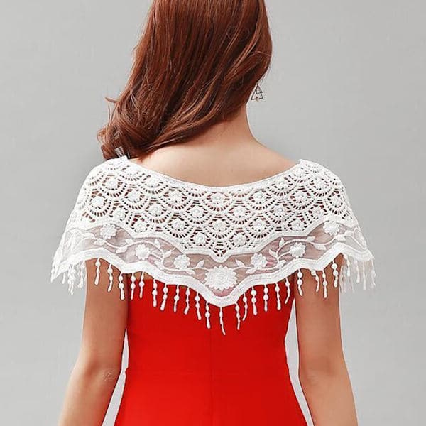 Dame Strikket Hul Sjal Wrap Bryllup Brudekjole L A5 One Size A5