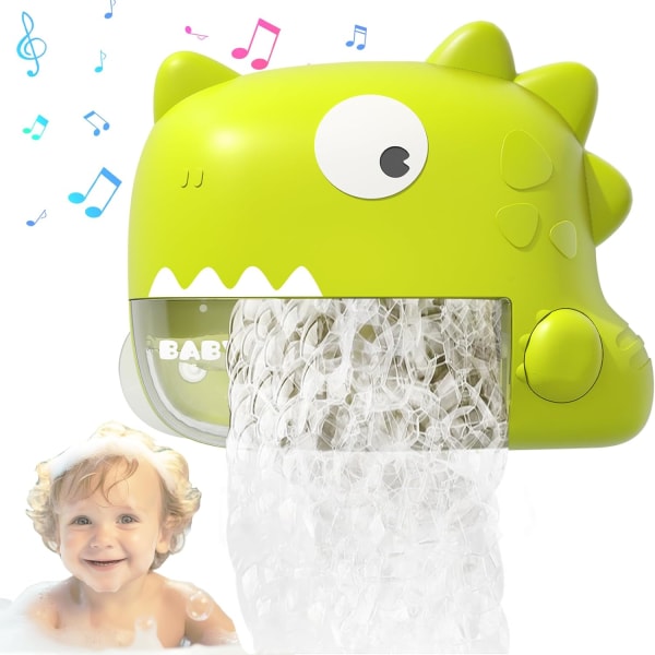 Babybadelegetøj - Dinosaur automatisk badeboblemaskine, badekarboblemaskine med musik, fødselsdagsgaver til drenge og piger 1-8 år, babygaver