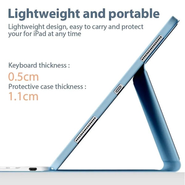 Tastaturveske for Samsung Galaxy Tab A9 Plus 11 tommer 2023, avtakbart trådløst tastaturbeskyttelsesdeksel, blå