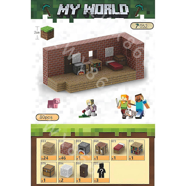Minecraft-minihahmo Pelikartta DIY Magneettilelut Minecraft Dungeons Sarjakuvamaailma Mallintaja Luovat lelut Lapsille Lahjat T052-80PCS