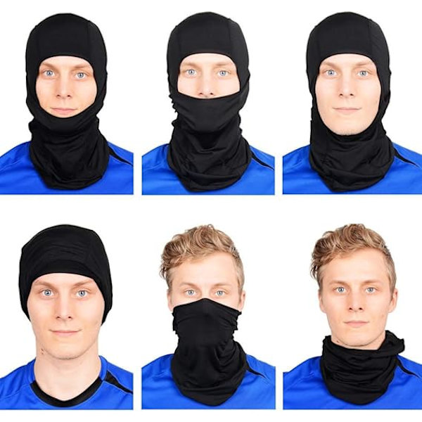Nopeasti kuivuva pyöräilytuulenpitävä kasvohuivi aurinkosuojakamo Balaclava Black