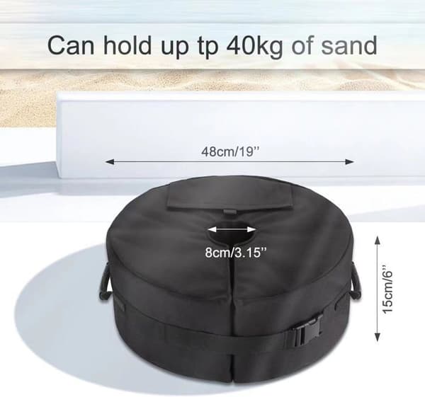 Viktpåse för parasollfot - Justerbar diameter, sidoöppning, vikt för parasollfot - Hållare för parasollvikt