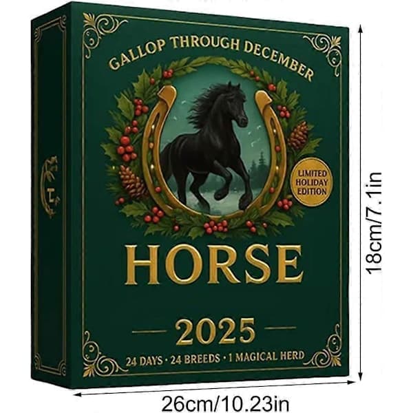 Heste Julekalender 2025 med 24 Akryl Ornamenter 2PCS