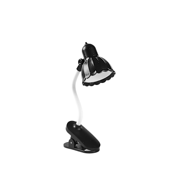 Skrivebordslampe, 360 graders rotasjon, klips-på-lampe, bærbar leselampe, klemme på skrivebord/bord/køyeseng/skap, hjemmebelysning Black C