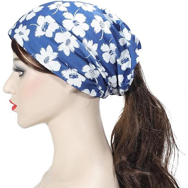 Kvinde Sommer Tynd Hue Hat Blomster Letvægts Slouchy Hat, Blå