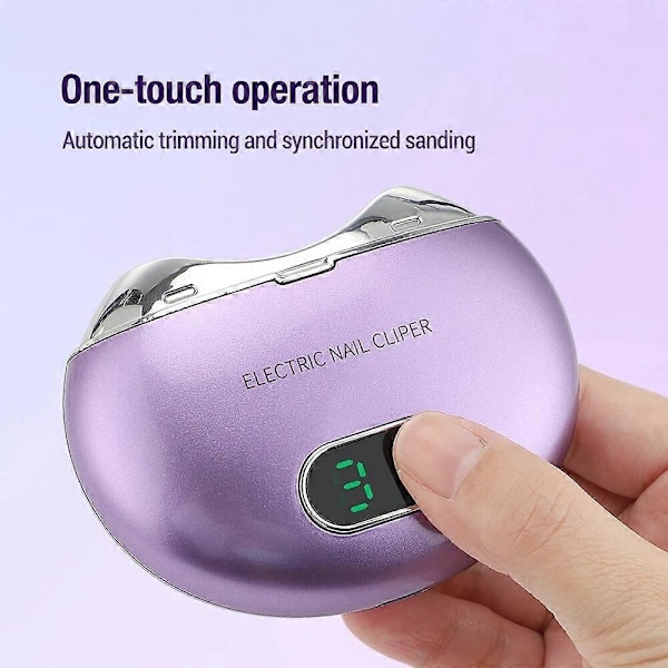 Elektrisk nagelklippare, uppladdningsbar mini nagelklippningsmaskin för barn och vuxna, portabel automatisk nageltrimmer plum